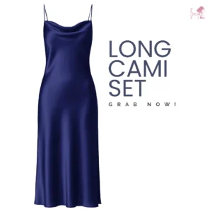 Navy Blue Long Cami Dress Set