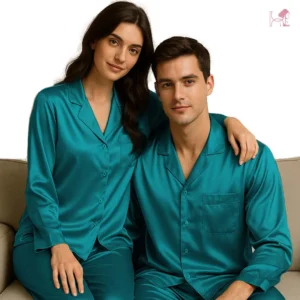 Ocean Green Silk Couple pajama set