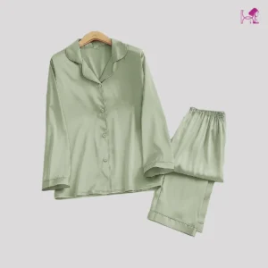 Olive Green Silk PJ set Women