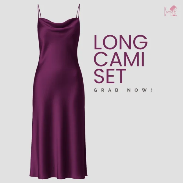 Purple Long Cami Dress Set