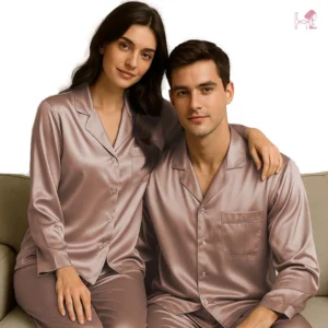 Rose Gold Silk Couple Nightwear Set