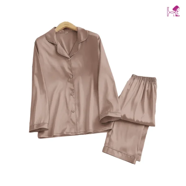 Rose Gold Silk Pajama – Luxury Satin PJ Set - Image 2