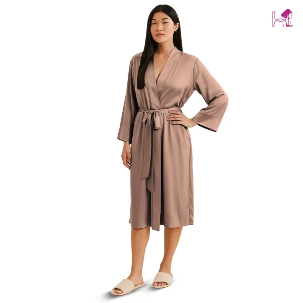 Rose Gold Silk Robe for Women