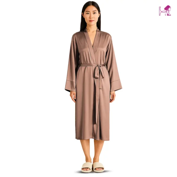 Rose Gold Silk Robe for Women - Image 2