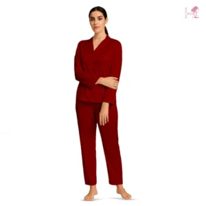 red Silk Pajama night dress of women