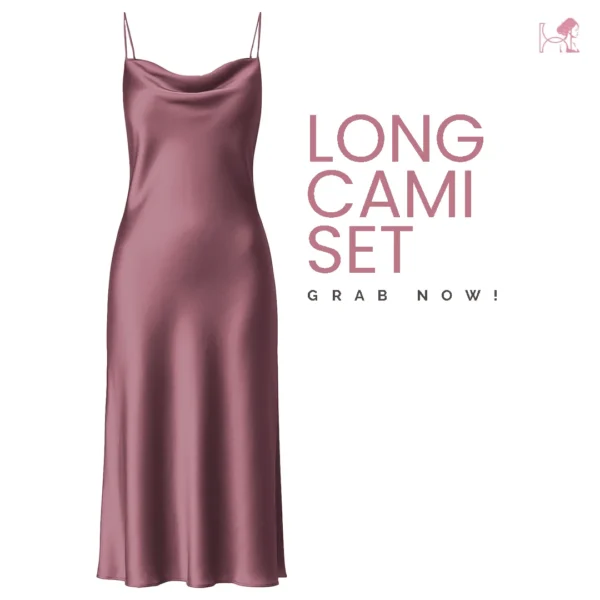 Tea Pink Long Cami Dress Set