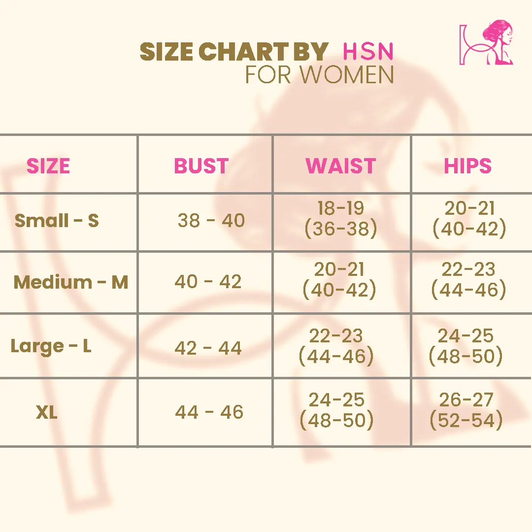 Size Chart for Women by Her Silk Nighty