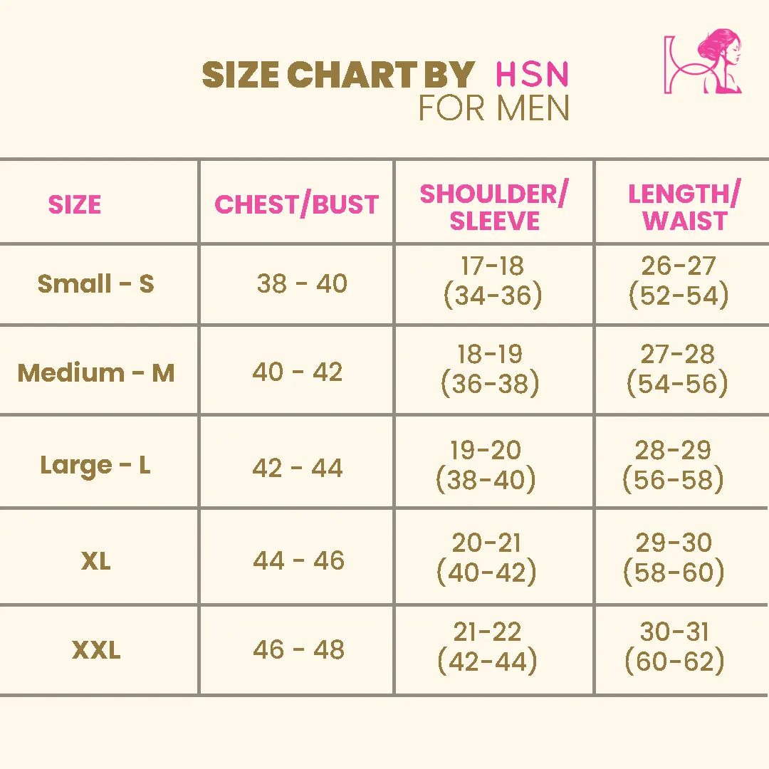 Size Chart for men by Her Silk Nighty