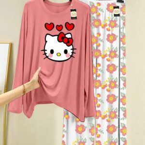 Loose Long Shirt & Wide Trousers For Lounge Wear and night suit or night wear